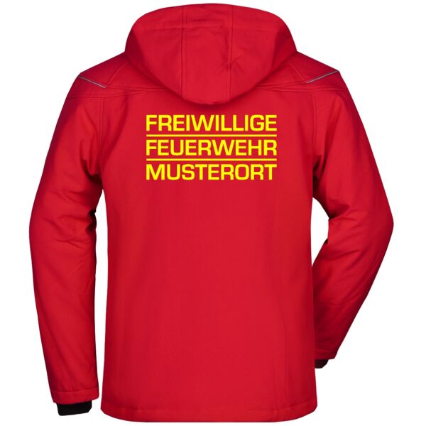 Winter Softshell Jacke | Freiwillige Feuerwehr Block mit Ortsnamen Rot