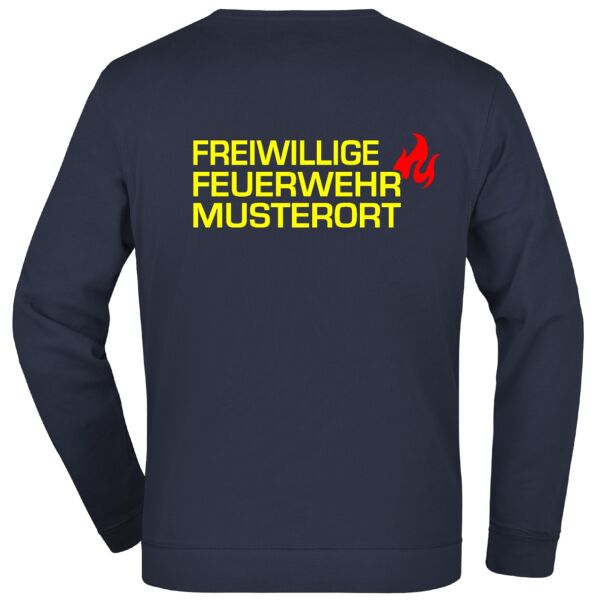 Sweatshirt | Freiwillige Feuerwehr mit Ortsname und Flamme Navy