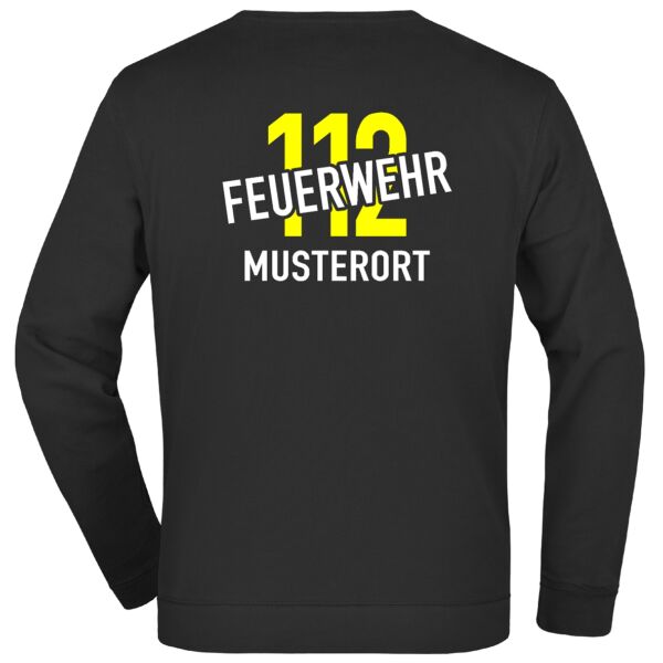 Sweatshirt | Feuerwehr schräg mit Ortsname und 112 Schwarz