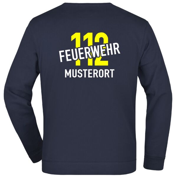 Sweatshirt | Feuerwehr schräg mit Ortsname und 112 Navy