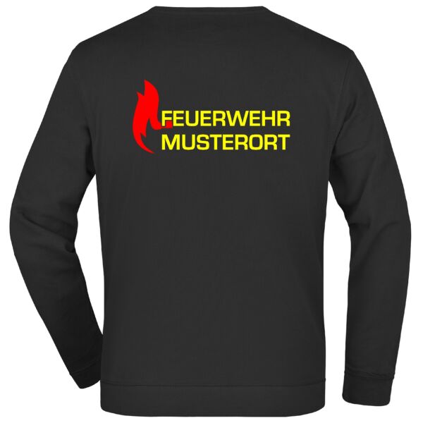 Sweatshirt | Feuerwehr Flammen mit Ortsnamen Schwarz