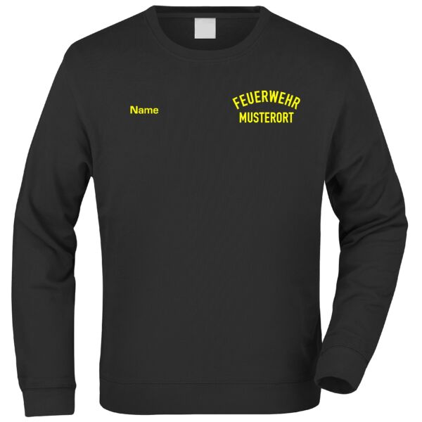 Sweatshirt | Feuerwehr gebogen mit Ortsnamen Schwarz
