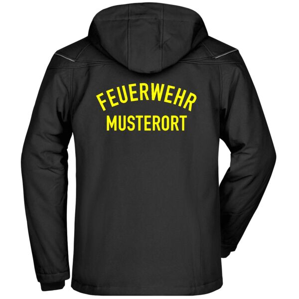 Winter Softshell Jacke | Feuerwehr gebogen mit Ortsnamen Schwarz