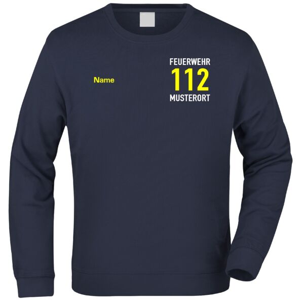 Sweatshirt | Feuerwehr 112 Notruf mit Ortsnamen Navy