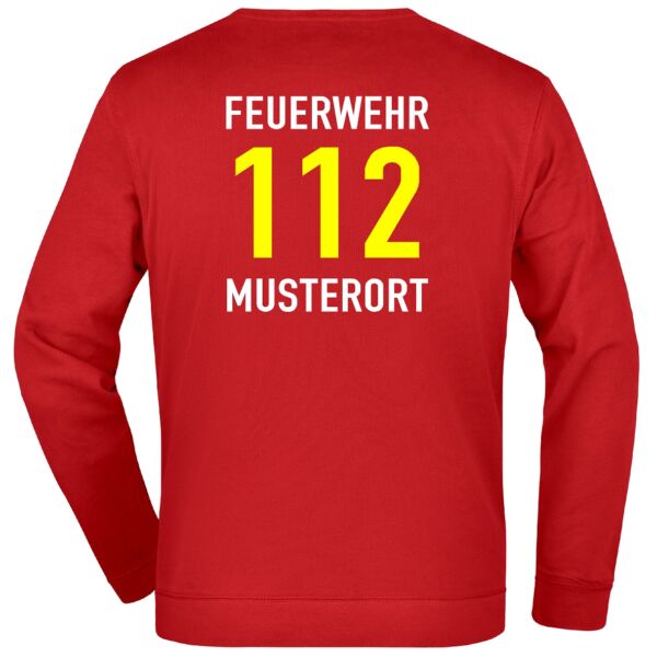 Sweatshirt | Feuerwehr 112 Notruf mit Ortsnamen Rot
