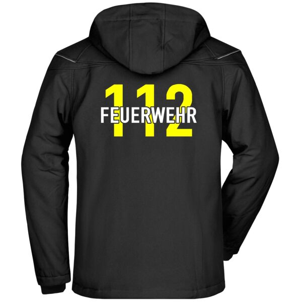 Winter Softshell Jacke | Feuerwehr 112 Notruf Schwarz