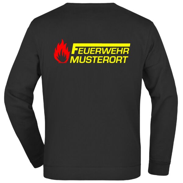Sweatshirt | Feuerwehr F mit Balken und Flamme Schwarz