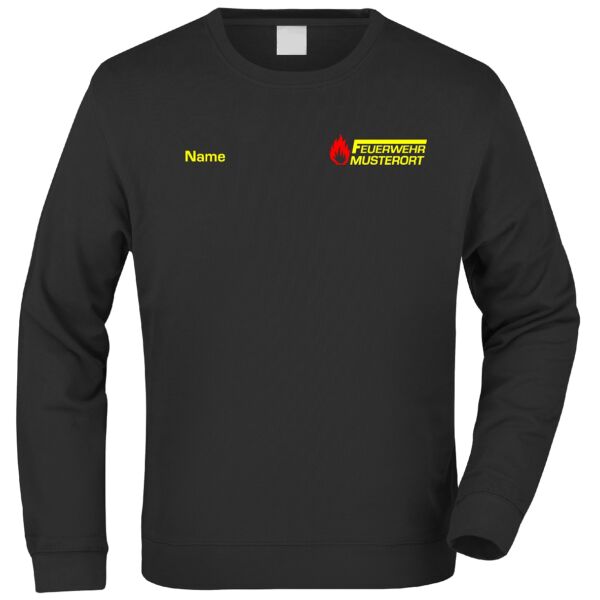 Sweatshirt | Feuerwehr F mit Balken und Flamme Schwarz