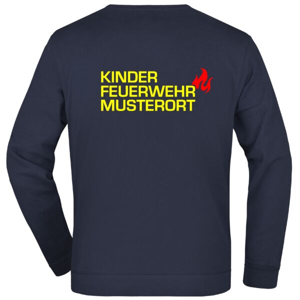 Sweatshirt | Kinderfeuerwehr mit Ortsnamen und Flamme Navy