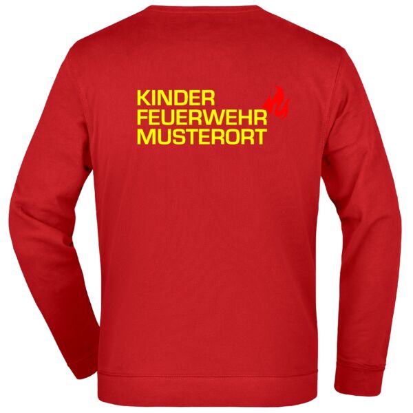 Sweatshirt | Kinderfeuerwehr mit Ortsnamen und Flamme Rot
