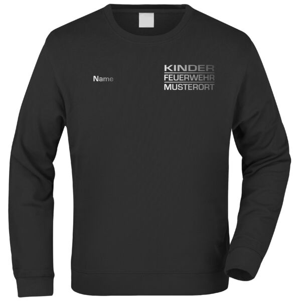Sweatshirt | Kinderfeuerwehr mit Balken und Ortsnamen Schwarz