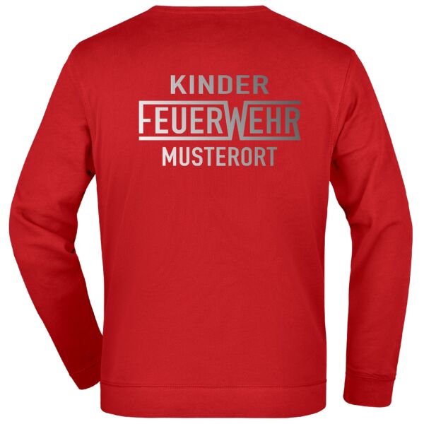 Sweatshirt | Kinderfeuerwehr mit Ortsnamen und Balken Rot