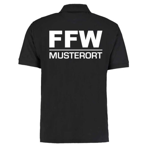 Poloshirt | Freiwillige Feuerwehr Balken mit Ortsname Basic Schwarz