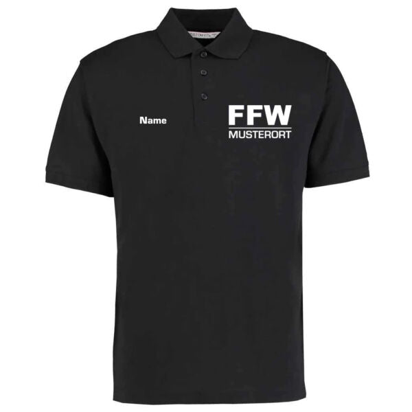 Poloshirt | Freiwillige Feuerwehr Balken mit Ortsname Basic Schwarz