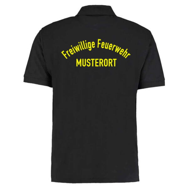 Poloshirt | Freiwillige Feuerwehr gebogen mit Ortsname Basic Schwarz