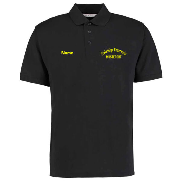 Poloshirt | Freiwillige Feuerwehr gebogen mit Ortsname Basic Schwarz
