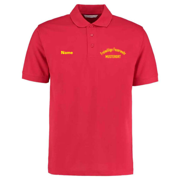 Poloshirt | Freiwillige Feuerwehr gebogen mit Ortsname Basic Rot