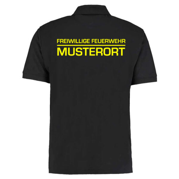 Poloshirt | Freiwillige Feuerwehr mit Ortsname Balken Basic Schwarz