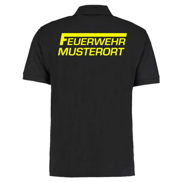 Poloshirt | Feuerwehr F Balken mit Ortsname Basic Schwarz