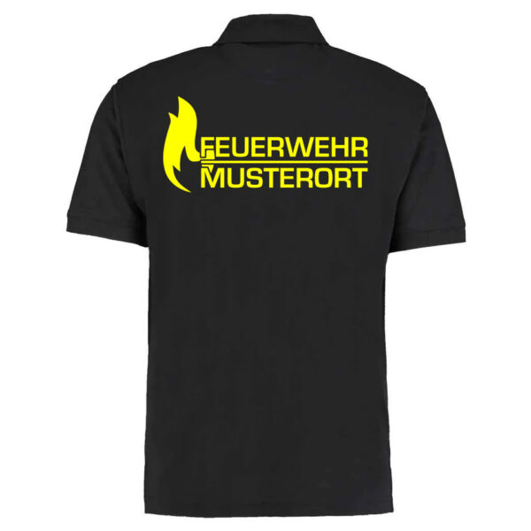Poloshirt | Feuerwehr Flammen mit Ortsname Basic Schwarz