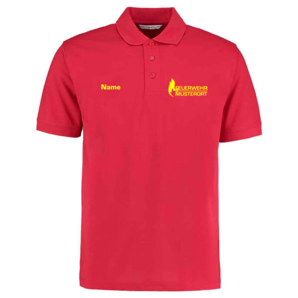 Poloshirt | Feuerwehr Flammen mit Ortsname Basic Rot