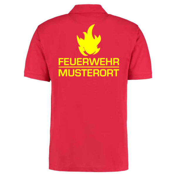 Poloshirt | Feuerwehr Balken mit Flamme & Ortsname Basic Rot