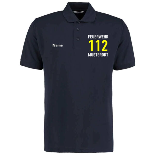 Poloshirt | Feuerwehr 112 Notruf mit Ortsname Basic Navy