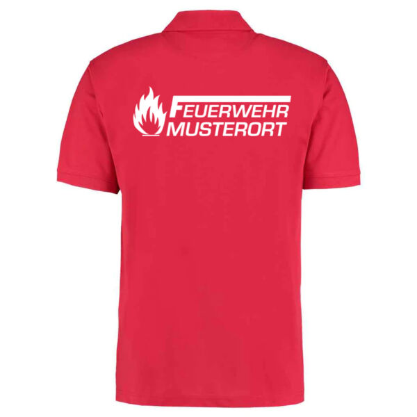 Poloshirt | Feuerwehr F mit Balken und Flamme Rot
