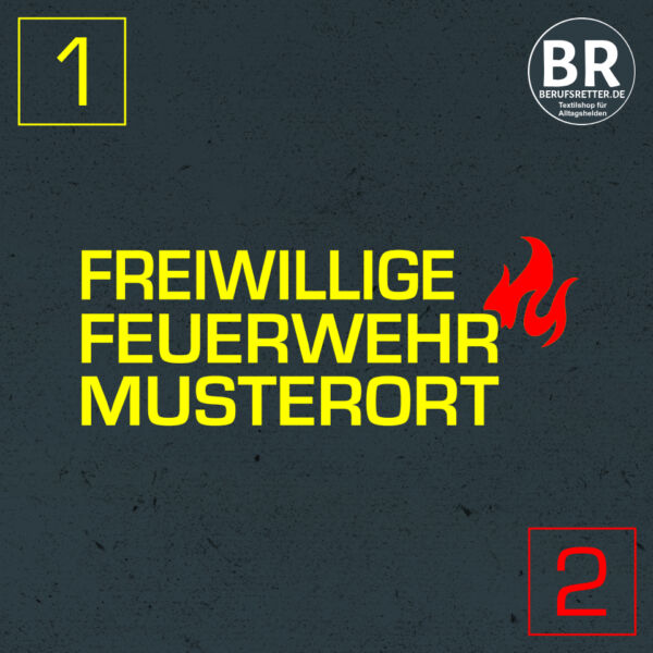 T-Shirt | Freiwillige Feuerwehr mit Ortsnamen und Flamme Rot