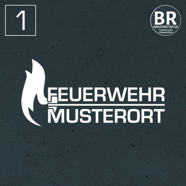 Poloshirt | Feuerwehr Flammen mit Ortsname Basic Schwarz