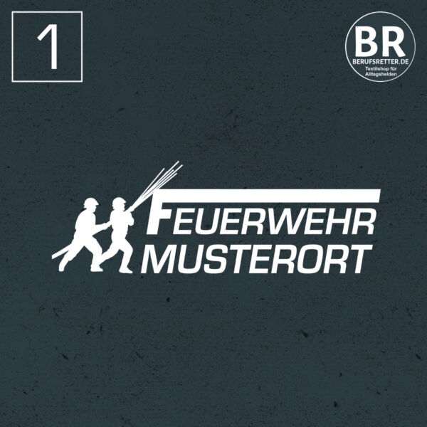 Poloshirt | Feuerwehr Angriff mit Ortsnamen Schwarz