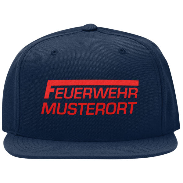 Snap Back Cap Unisex | Feuerwehr Balken mit Ortsname Basic Navy