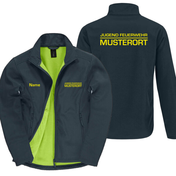 Classic Softshelljacke Herren | Jugendfeuerwehr mit Ortsname Balken Basic Navy