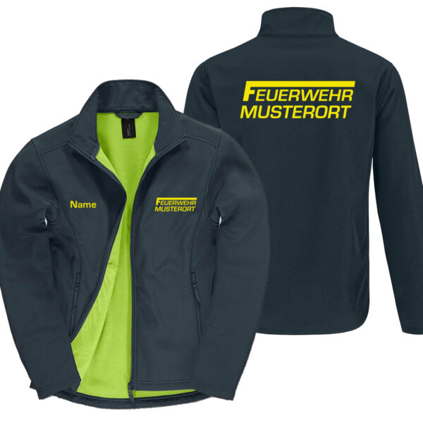 Classic Softshelljacke Herren | Feuerwehr F Balken mit Ortsname Basic Navy