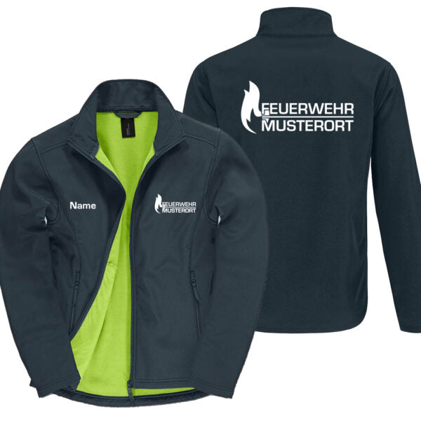 Classic Softshelljacke Herren | Feuerwehr Flammen mit Ortsname Basic Navy