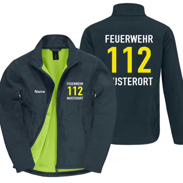 Classic Softshelljacke Herren | Feuerwehr 112 Notruf mit Ortsname Navy