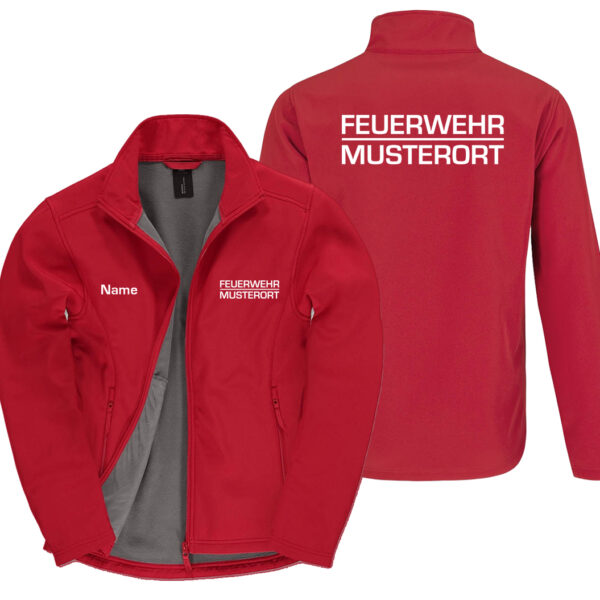 Classic Softshelljacke Herren | Feuerwehr Balken mit Ortsname Basic Rot