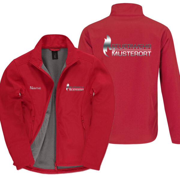 Classic Softshelljacke Herren | Feuerwehr Flammen mit Ortsname Basic Rot