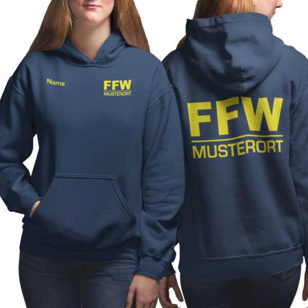 Hoodie Frauen | Freiwillige Feuerwehr Balken mit Ortsname Basic Navy