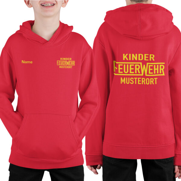 Hoodie Unisex | Kinder FeuerWehr mit Ortsname Rot