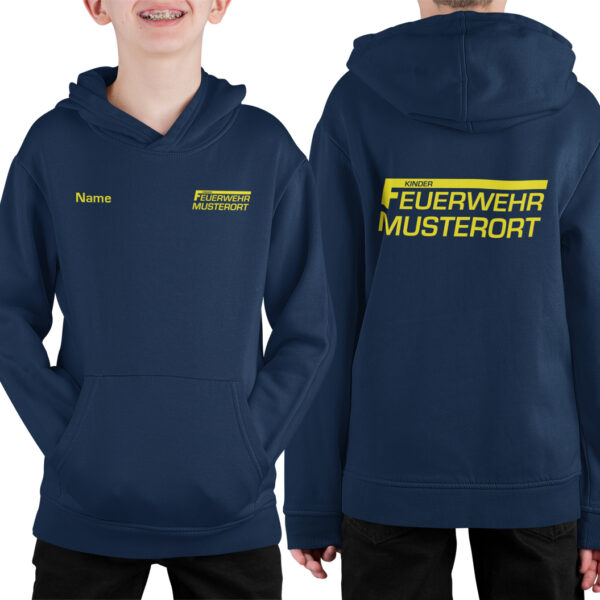 Hoodie Unisex | Kinderfeuerwehr mit Ortsname Navy
