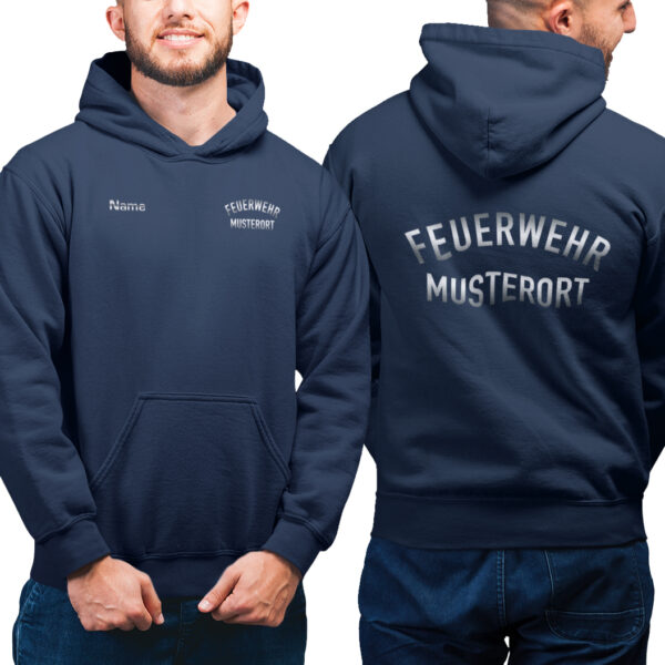 Hoodie Männer | Feuerwehr gebogen mit Ortsname Navy