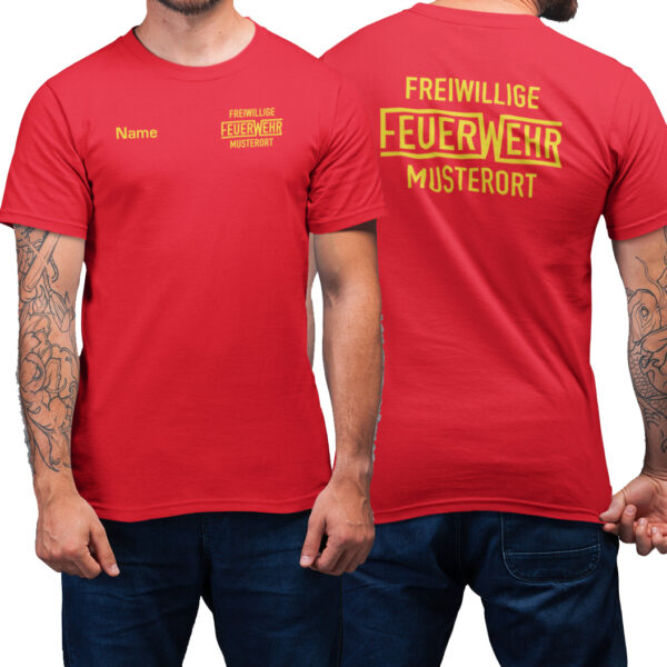 T-Shirt Männer | Freiwillige Feuerwehr mit Ortsname Basic Rot