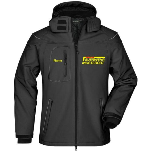 Winter Softshell Jacke | Freiwillige Feuerwehr mit Ortsnamen Schwarz