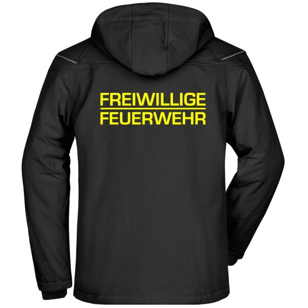 Winter Softshell Jacke Freiwillige Feuerwehr mit Namen Schwarz