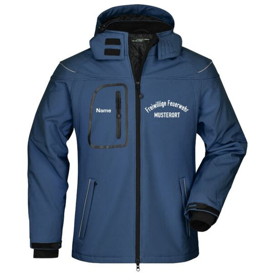 Winter Softshell Jacke | Freiwillige Feuerwehr gebogen mit Ortsnamen Navy