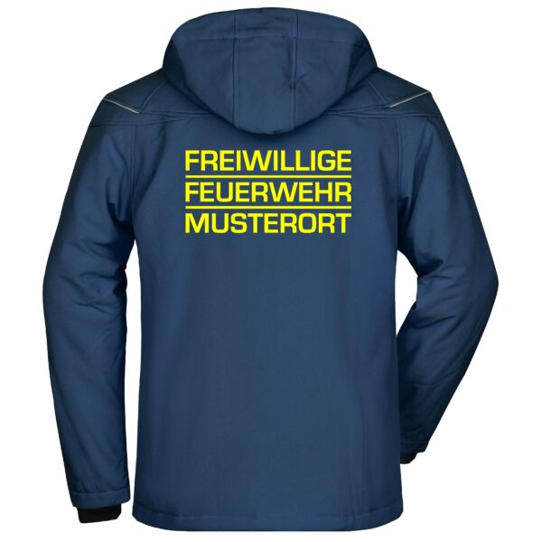 Winter Softshell Jacke | Freiwillige Feuerwehr Block mit Ortsnamen Navy