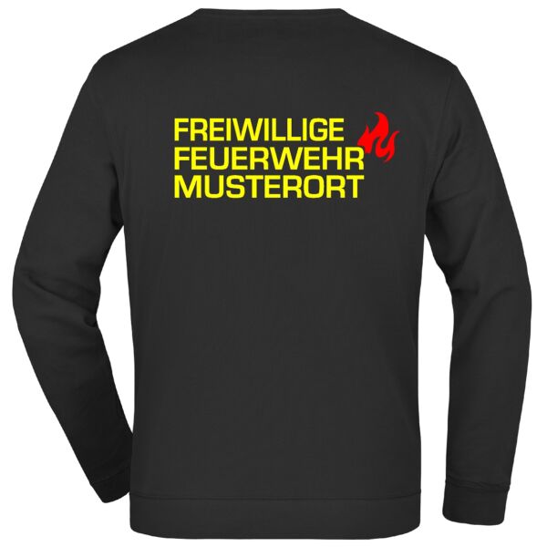 Sweatshirt | Freiwillige Feuerwehr mit Ortsname und Flamme Schwarz