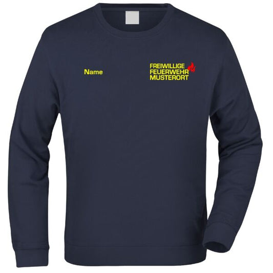 Sweatshirt | Freiwillige Feuerwehr mit Ortsname und Flamme Navy