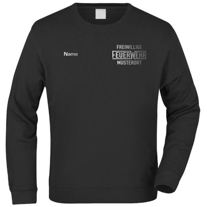 Sweatshirt | Freiwillige Feuerwehr mit Ortsname und Balken Schwarz